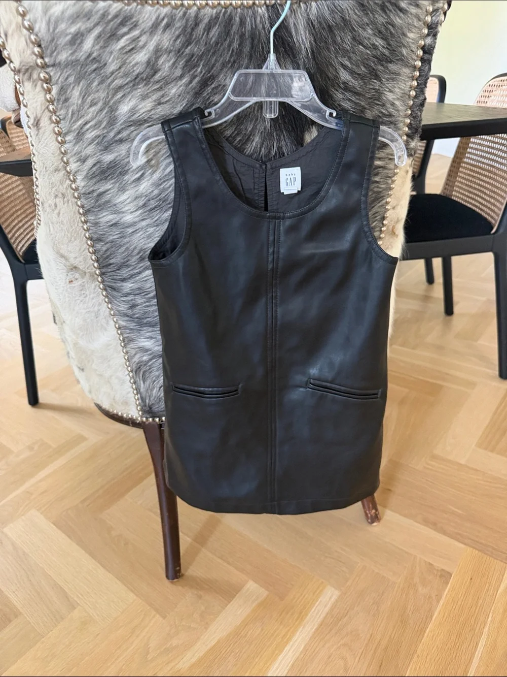 GAP Black Faux Leather Mini Sheath Dress